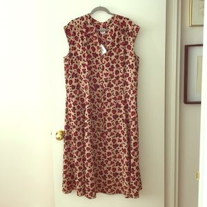 Anne Klein red/tan ocelot print dress w/pockets.